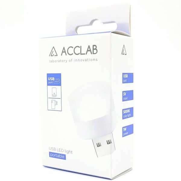 Світлодіодна лампа ACCLAB AL-LED01 1W, 5000K White (1283126552809) 1283126552809 фото
