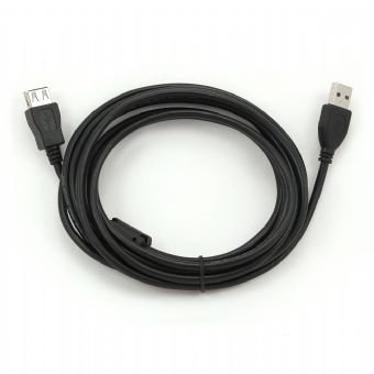 Кабель Cablexpert USB - USB V 2.0 (M/F), подовжувач, феритовий фільтр, 3.0 м, чорний (CCF-USB2-AMAF-10) CCF-USB2-AMAF-10 фото