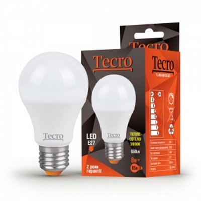 Лампа світлодіодна Tecro 8W E27 3000K (TL-A60-8W-3K-E27) TL-A60-8W-3K-E27 фото