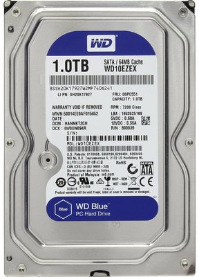 Накопичувач HDD SATA 1.0TB WD Blue 7200rpm 64MB (WD10EZEX) WD10EZEX фото