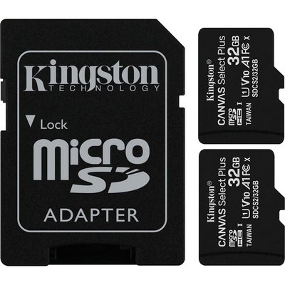 Карта пам`яті MicroSDHC 2x32GB UHS-I Class 10 Kingston Canvas Select Plus R100MB/s + SD-адаптер (SDCS2/32GB-2P1A) SDCS2/32GB-2P1A фото
