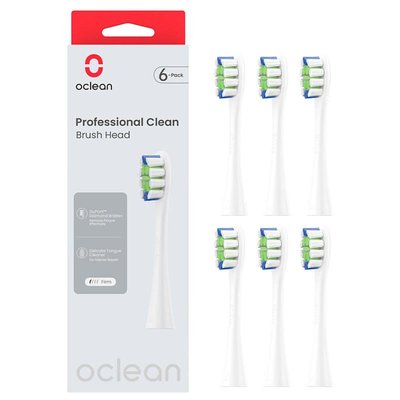 Насадка для зубної електрощітки Oclean P1C1 W06 Professional Clean Brush Head White (6 шт) (6970810553802) 6970810553802 фото