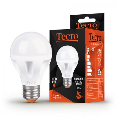 Лампа світлодіодна Tecro 9W E27 4000K (T2-A60-9W-4K-E27) T2-A60-9W-4K-E27 фото
