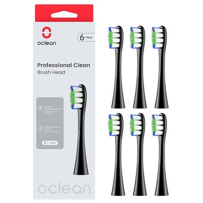 Насадка для зубної електрощітки Oclean P1C5 B06 Professional Clean Brush Head Black (6 шт) (6970810553864) 6970810553864 фото