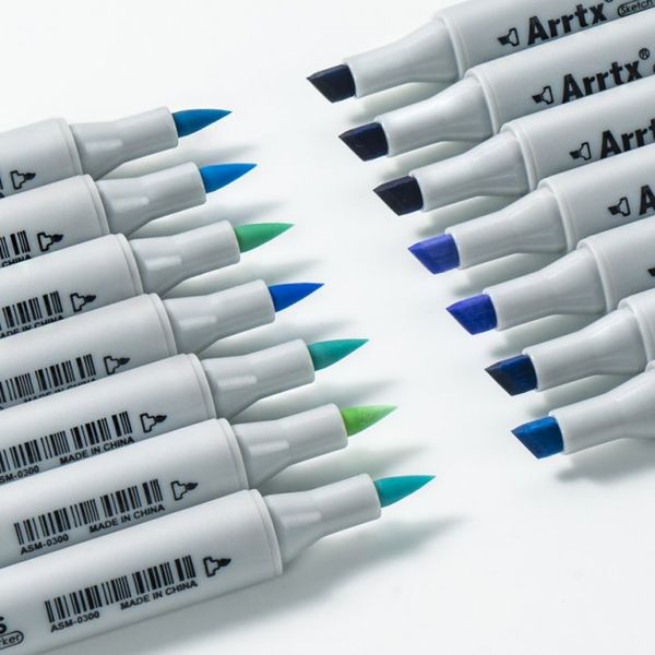 Спиртові маркери Arrtx Oros ASM-03BU 24 кольора, сині відтінки (LC302529) LC302529 фото