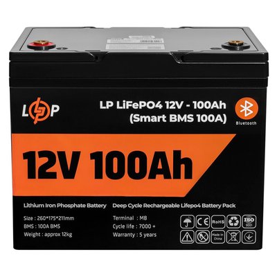 Акумуляторна батарея LogicPower 12V 100 AH (1280Wh) для ДБЖ (Smart BMS 100А) LiFePO4 LP20197 фото