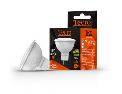 Лампа світлодіодна Tecro 3.5W GU5.3 3000K (T-MR16-3,5W-3K-GU5,3) T-MR16-3,5W-3K-GU5,3 фото