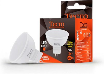 Лампа світлодіодна Tecro 3W GU5.3 3000K (TL-MR16-3W-3K-GU5.3) TL-MR16-3W-3K-GU5.3 фото