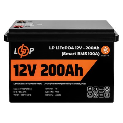 Акумуляторна батарея LogicPower 12V 200 AH (2560Wh) для ДБЖ (Smart BMS 100А) LiFePO4 LP20198 фото