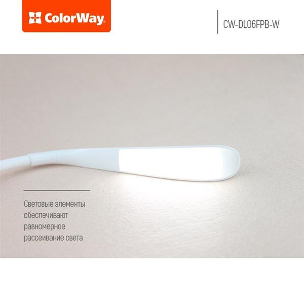 Настільна лампа LED ColorWay CW-DL06FPB-W White CW-DL06FPB-W фото