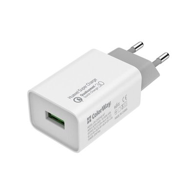 Мережевий зарядний пристрій ColorWay QC3.0 (1USBx4A) White (CW-CHS014Q-WT) CW-CHS014Q-WT фото