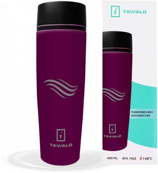 Термопляшка Tavialo 460 мл матовий бордовий + 2 ущільнювальних кільця (190460103) 190460103 фото