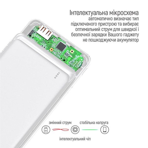 Універсальна мобільна батарея ColorWay Slim 10000mAh White (CW-PB100LPF2WT) CW-PB100LPF2WT фото