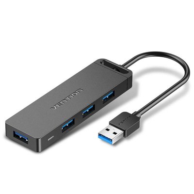 Концентратор Vention 4-Port з micro USB живленням 0.15M Black (CHLBB) CHLBB фото
