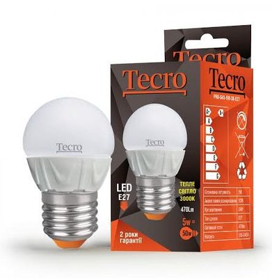 Лампа світлодіодна Tecro 5W E27 3000K (PRO-G45-5W-3K-E27) PRO-G45-5W-3K-E27 фото