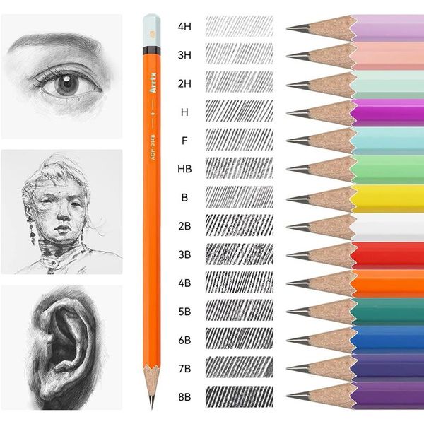 Набір професійних олівців Arrtx для малювання (AOP-0114A), 14 шт. (LC303571) LC303571 фото