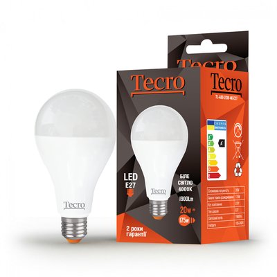 Лампа світлодіодна Tecro 20W E27 4000K (TL-A80-20W-4K-E27) TL-A80-20W-4K-E27 фото