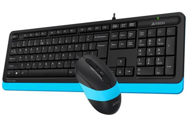 Комплект (клавіатура, миша) A4Tech F1010 Black/Blue USB F1010 (Blue) фото