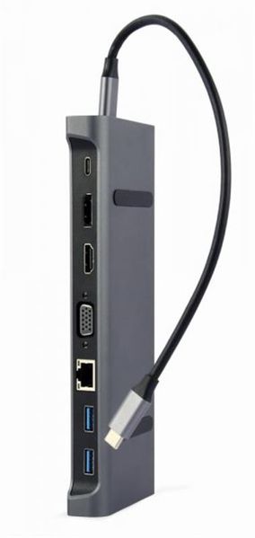 Док-станція Cablexpert USB-C 9-в-1 (A-CM-COMBO9-02) USB-хаб + HDMI/VGA/PD/LAN/3.5-мм аудіо A-CM-COMBO9-02 фото