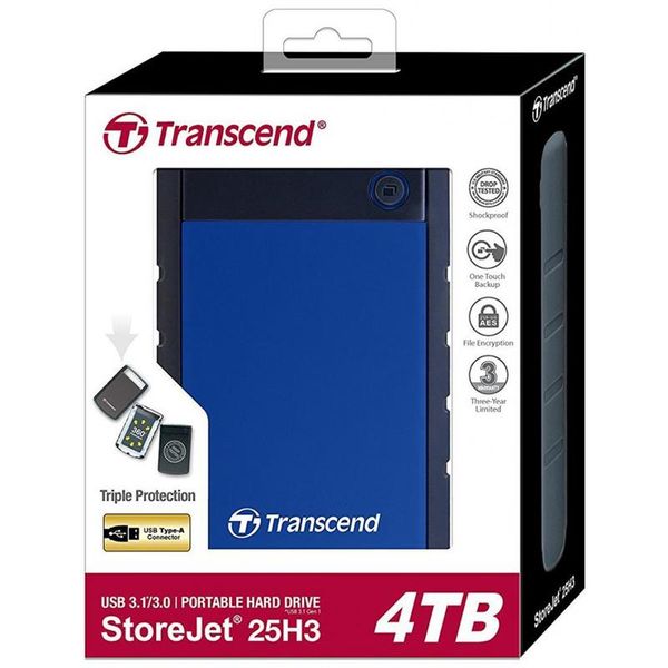 Накопичувач зовнiшнiй 2.5" USB 4.0TB Transcend StoreJet 25H3 Navy Blue (TS4TSJ25H3B) TS4TSJ25H3B фото
