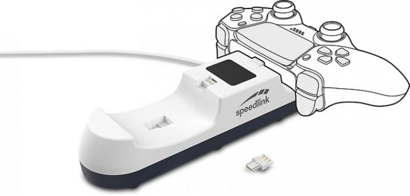 Зарядний пристрій SpeedLink Jazz USB Charger для Sony PS5 White (SL-460001-WE) SL-460001-WE фото