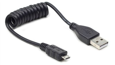 Кабель Cablexpert USB - micro USB V 2.0 (M/M), 0.6 м, спіральний (CC-mUSB2C-AMBM-0.6M) CC-mUSB2C-AMBM-0.6M фото
