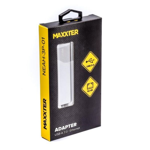 Концентратор USB Maxxter 3хUSB3.0, RJ-45, метал, Grey (NEAH-3P-01) NEAH-3P-01 фото