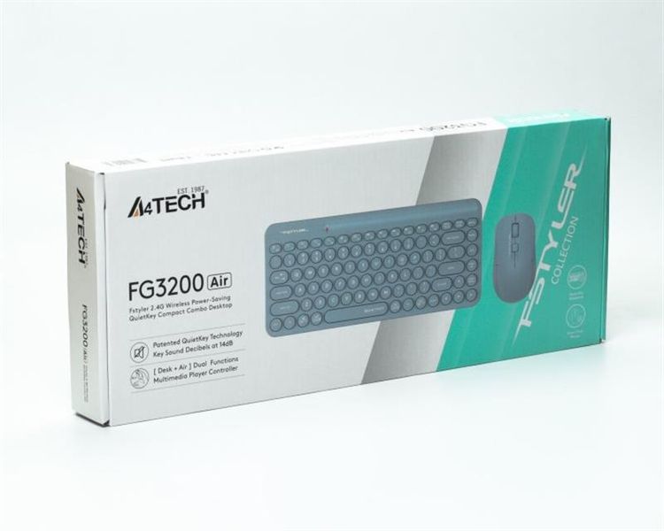 Комплект (клавіатура, мишка) бездротовий A4Tech Fstyler FG3200 Air Blue FG3200 Air (Blue) фото