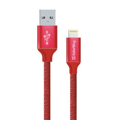 Кабель ColorWay USB - Lightning (M/M), 1 м, Red (CW-CBUL004-RD) CW-CBUL004-RD фото