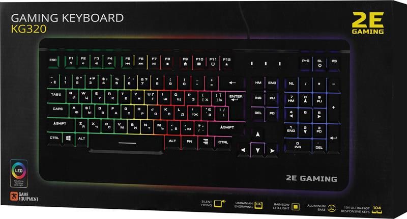 Клавіатура 2E Gaming KG320 LED Ukr Black (2E-KG320UB) 2E-KG320UB фото