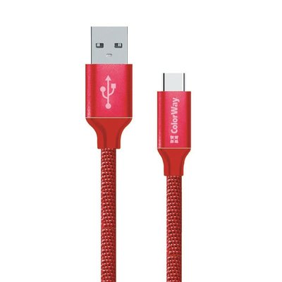 Кабель ColorWay USB - USB Type-C (M/M), 1 м, Red (CW-CBUC003-RD) CW-CBUC003-RD фото