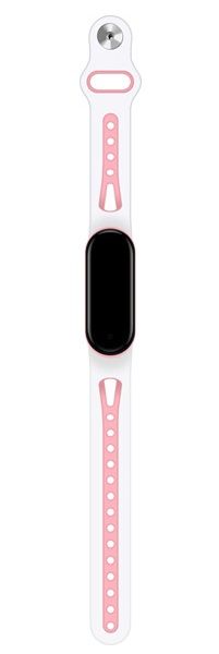 Ремінець BeCover Sport Style для Xiaomi Mi Smart Band 5/Mi Smart Band 6/Mi Smart Band 7 White-Pink (705174) 705174 фото