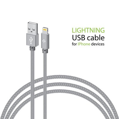 Кабель Intaleo CBGNYL1 USB - Lightning (M/M), 1 м, Grey (1283126477652) 1283126477652 фото