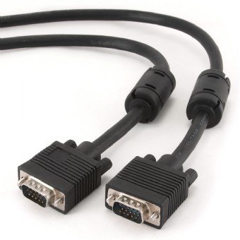 Кабель Cablexpert VGA - VGA (M/M), HD15, з 2-ма фер. кільцями, чорний, 15 м (CC-PPVGA-15M-B) пакет CC-PPVGA-15M-B фото