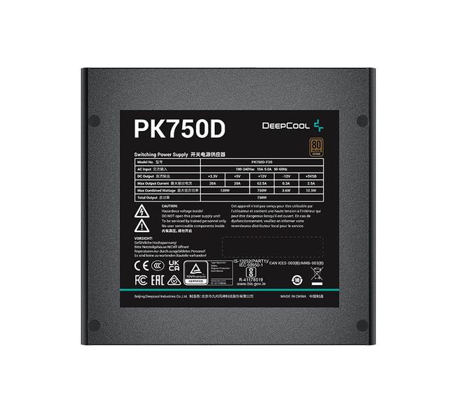 Блок живлення DeepCool PK750D (R-PK750D-FA0B-EU) 750W R-PK750D-FA0B-EU фото