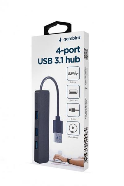 Концентратор USB 3.0 Gembird 4хUSB3.0, пластик, Black (UHB-U3P4-04) UHB-U3P4-04 фото