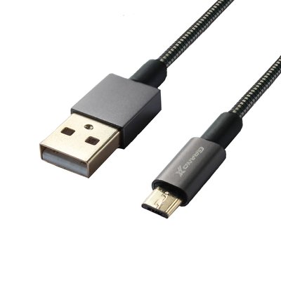 Кабель Grand-X USB - micro USB (M/M), Cu, 2.1A, обплетення метал, 1 м, Black (MM-01) MM-01 фото