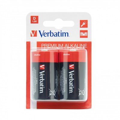 Батарейка Verbatim Alkaline D/LR20 BL 2шт 49923_usd фото