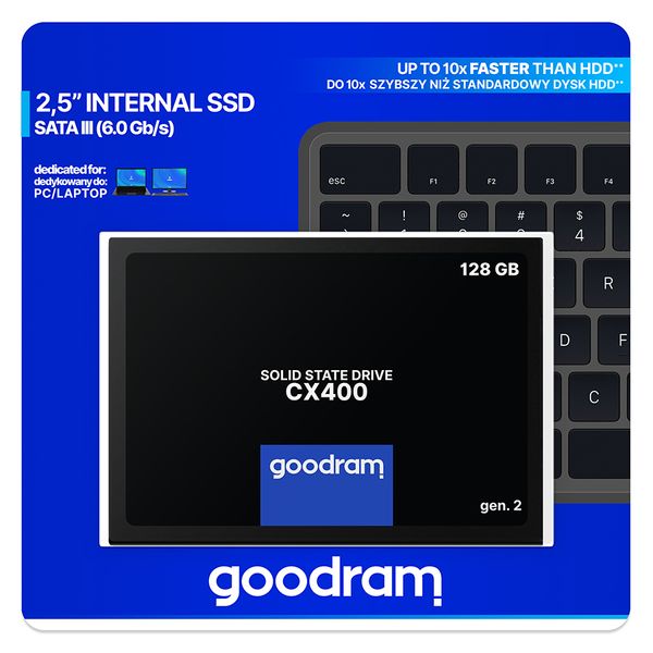 Накопичувач SSD 128GB GOODRAM CX400 Gen.2 2.5" SATAIII 3D TLC (SSDPR-CX400-128-G2) SSDPR-CX400-128-G2 фото