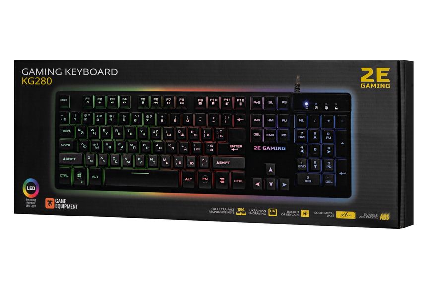 Клавіатура 2E Gaming KG280 LED Ukr Black (2E-KG280UB) 2E-KG280UB фото