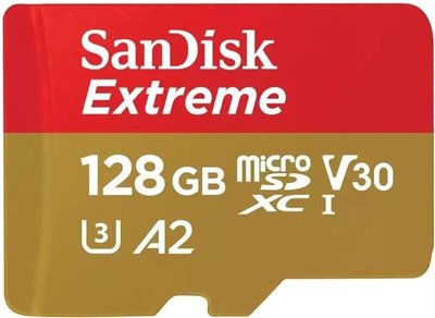 Карта пам`ятi MicroSDXC 128GB C10 UHS-I SanDisk Extreme V30 U3 R190/W90MB/s + SD (SDSQXAA-128G-GN6MA) SDSQXAA-128G-GN6MA фото