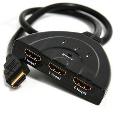 Перемикач HDMI-інтерфейсу Cablexpert HDMI - 3хHDMI V 1.4 (M/F), 0.5 м, чорний (DSW-HDMI-35) блістер DSW-HDMI-35 фото
