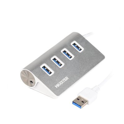 Концентратор USB 3.0 Maxxter 4хUSB3.0 Silver (HU3A-4P-01) HU3A-4P-01 фото