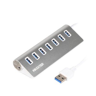 Концентратор USB 3.0 Maxxter 7хUSB3.0 Silver (HU3A-7P-01) HU3A-7P-01 фото