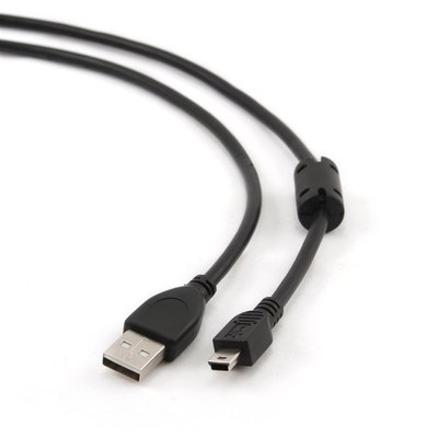Кабель Cablexpert Premium USB - mini USB V 2.0 (M/M), ферит, 1.8 м, чорний (CCF-USB2-AM5P-6) CCF-USB2-AM5P-6 фото