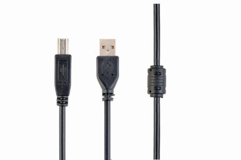Кабель Cablexpert USB - USB Type-B V 2.0 (M/M), 3.0 м, Феритовий фільтр, чорний (CCF-USB2-AMBM-10) CCF-USB2-AMBM-10 фото