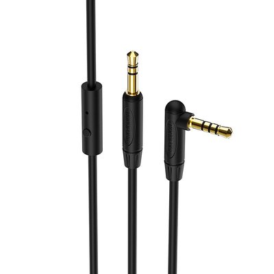 Аудіо-кабель Borofone BL5 3.5 мм - 3.5 мм (M/M), 1 м, кутовий, чорний (BL5B) BL5B фото