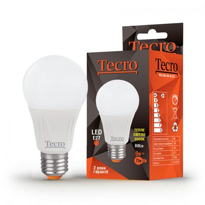 Лампа світлодіодна Tecro 9W E27 3000K (PRO-A60-9W-3K-E27) PRO-A60-9W-3K-E27 фото