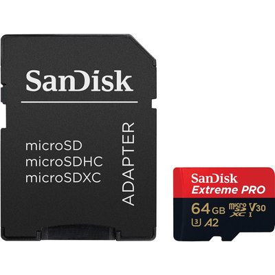 Карта пам`ятi MicroSDXC 64GB UHS-I U3 R200/W90MB/s SanDisk Extreme Pro V30 + SD-адаптер (SDSQXCU-064G-GN6MA) SDSQXCU-064G-GN6MA фото