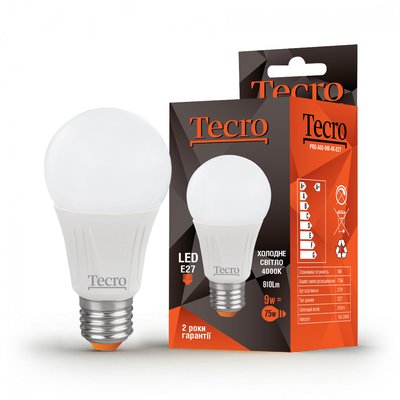 Лампа світлодіодна Tecro 9W E27 4000K (PRO-A60-9W-4K-E27) PRO-A60-9W-4K-E27 фото